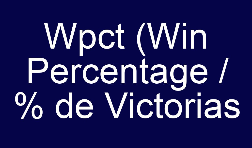 Wpct (Win Percentage / % de Victorias